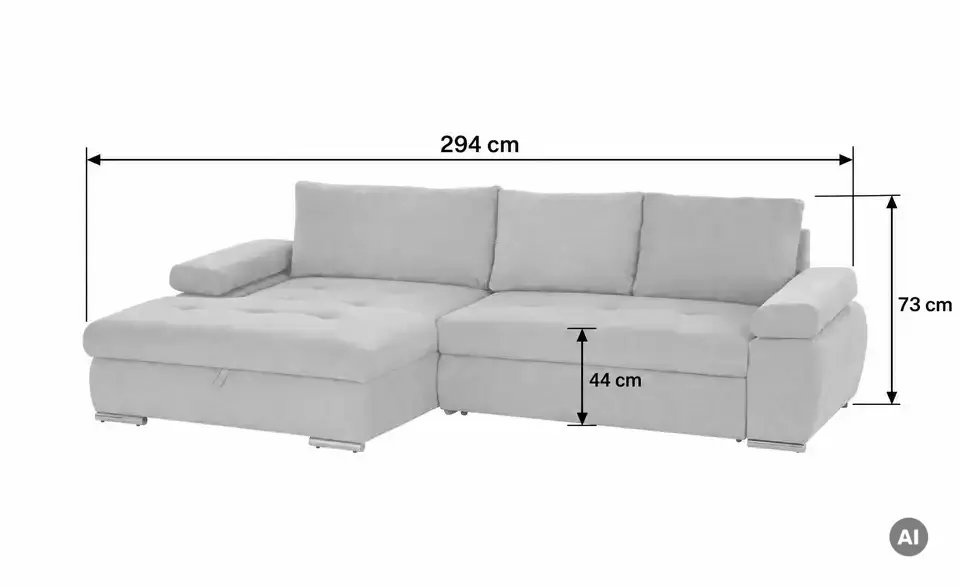 smart Ecksofa Ibby, Bemaßung