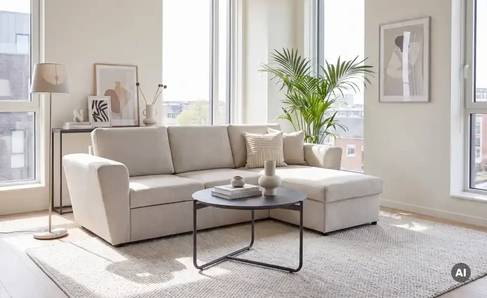 Ecksofa Xara mit Schlaffunktion, in Wohnsituation