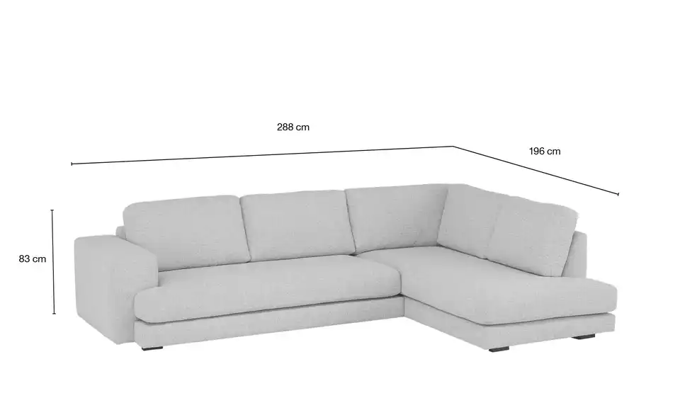 Ecksofa Alva, Bemaßung