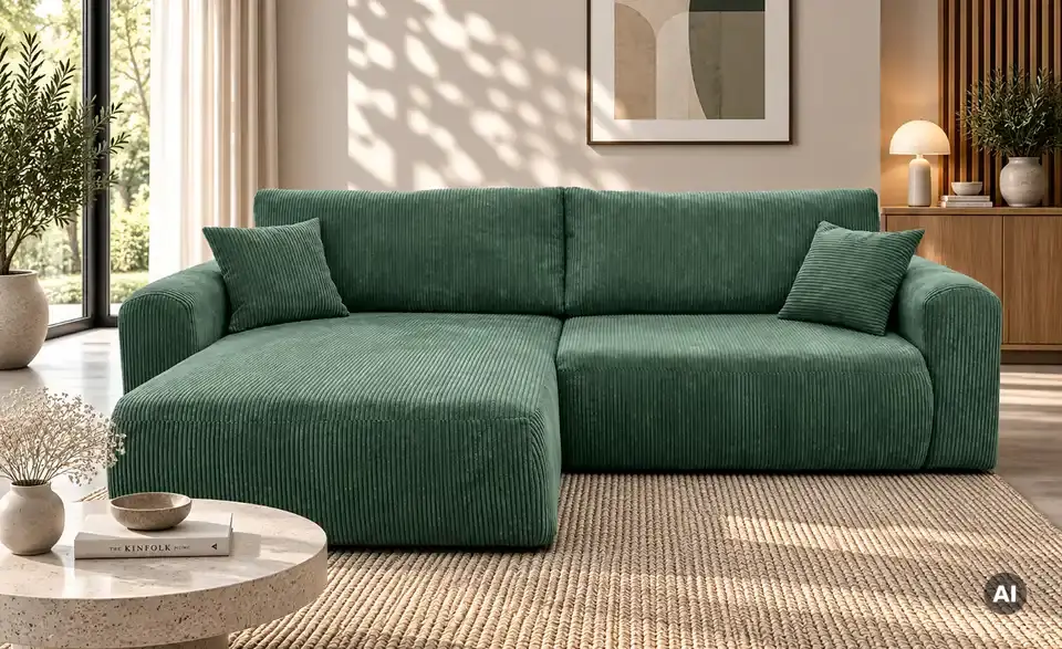 Ecksofa Henna mit Schlaffunktion, in Wohnsituation