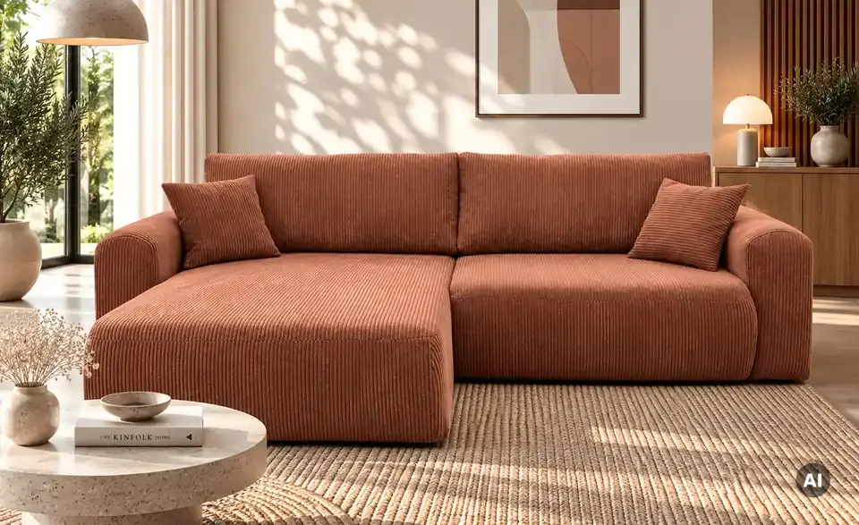 Ecksofa Henna mit Schlaffunktion, in Wohnsituation