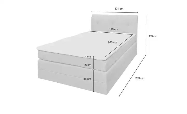 uno Boxspringbett mit Bettkasten Hellgrau Möbel Kraft