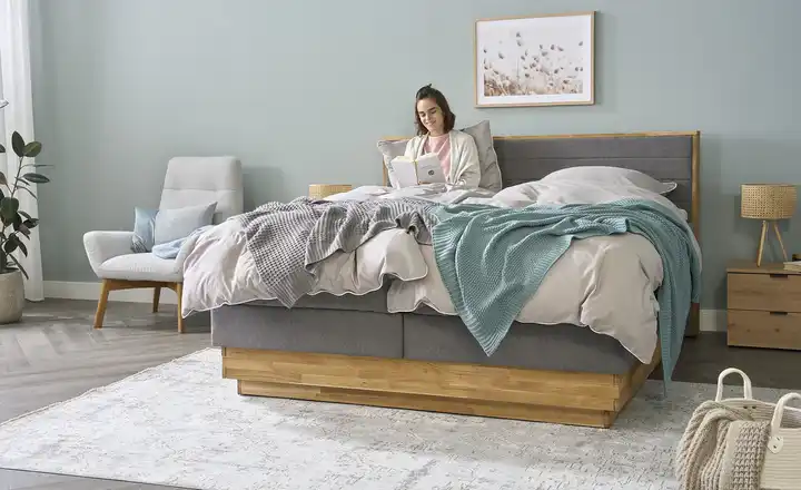 Primo Massivholz-Boxspringbett mit Bettkasten