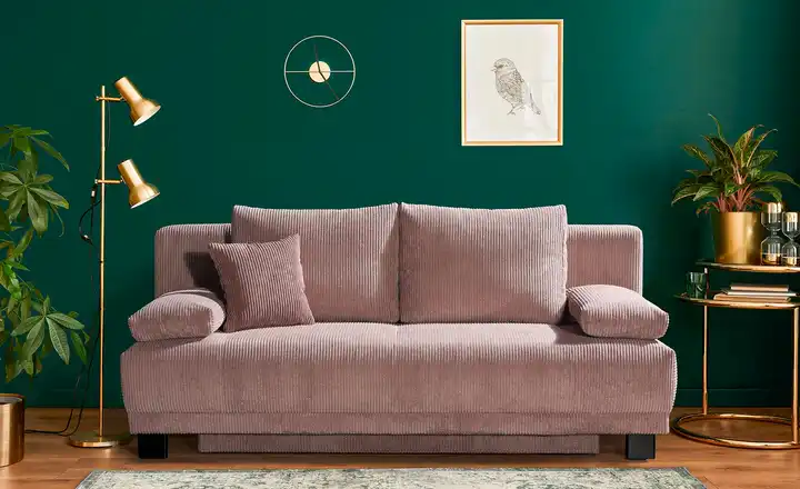 Schlafsofa aus Cord Luna | Rosa