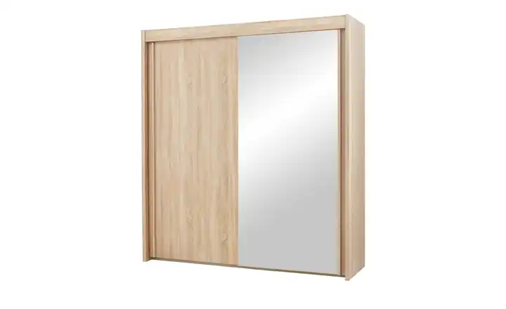 Schwebetürenschrank mit Spiegel 181 cm Eiche Sonoma (Nachbildung) mit Spiegel
