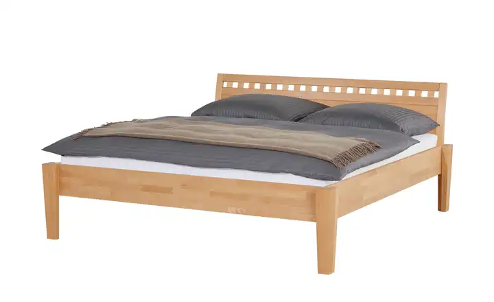 Timber Massivholz-Bettgestell Timber Buche 180 cm Kopfteil: Ziersprossen klein eckig ohne