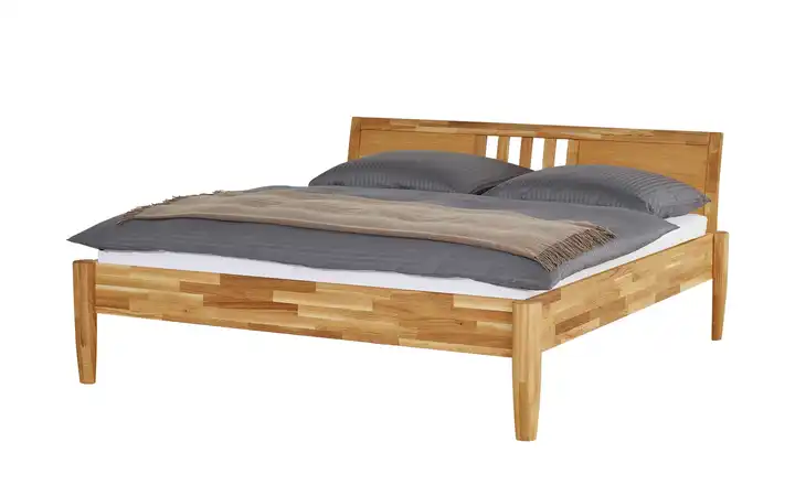 Timber Massivholz-Bettgestell Timber Wildeiche, Eiche 180 cm Kopfteil: Ziersprossen mittig rund ohne