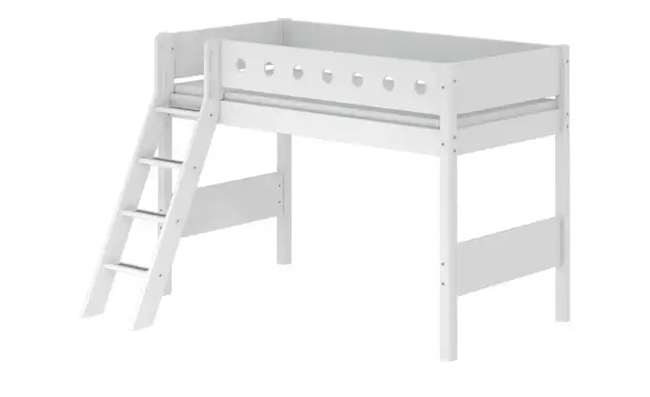 FLEXA Mittelhohes Bett mit Leiter  Flexa White