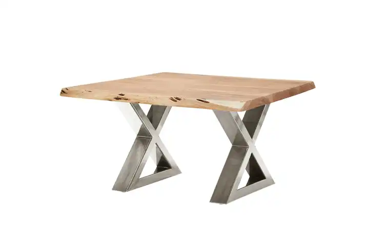 Woodford Couchtisch Alabria LBH 75 x 75 x 45 cm Kufen (X-förmig) Platte: Natur edelstahlfarben, gebürstet