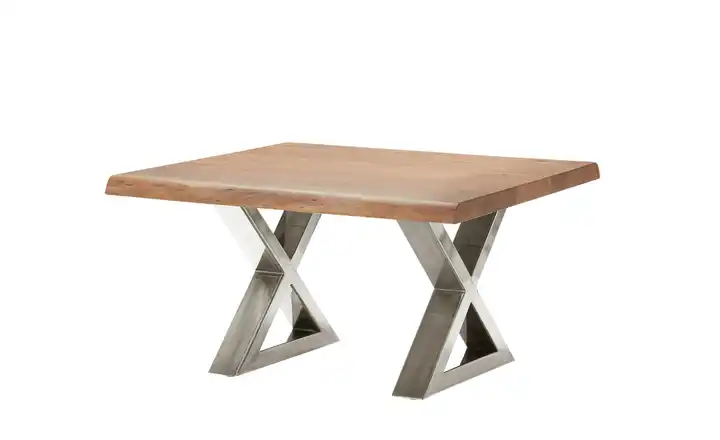 Woodford Couchtisch Alabria LBH 75 x 75 x 45 cm Kufen (X-förmig) Platte: walnussfarben edelstahlfarben, gebürstet