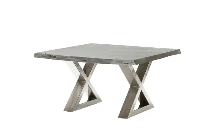Woodford Couchtisch Alabria LBH 75 x 75 x 45 cm Kufen (X-förmig) Platte: Grau edelstahlfarben, gebürstet