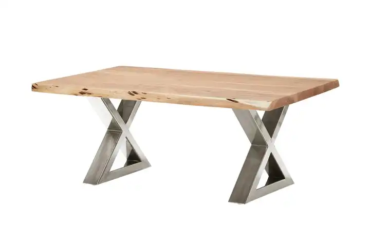 Woodford Couchtisch Alabria LBH 110 x 70 x 45 cm Kufen (X-förmig) Platte: Natur edelstahlfarben, geb�ürstet