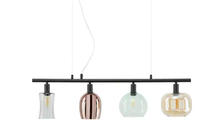 Pendelleuchte,4-flammig, bunte Gläser