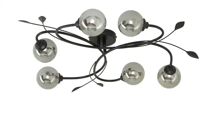 KHG LED-Deckenleuchte, 6-flammig, schwarz/Rauchglas