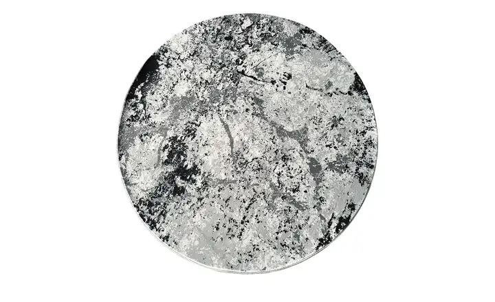 como Kurzflorteppich Velvet Silbergrau, Schwarz Ø 160 cm rund