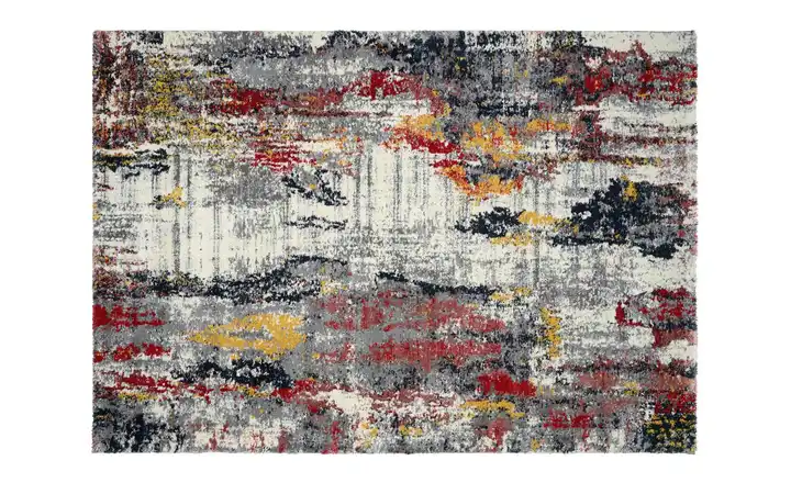 meinTeppich Teppich 140x200 cm rechteckig Weiß, Rot, Senfgelb