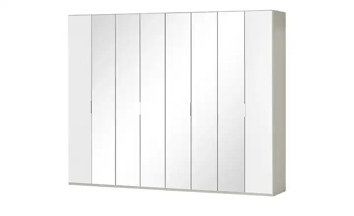 Wohnwert Falttürenschrank  Forum 300 cm 216 cm 1 Außenpaneel je Seite abgesetzt Weiß, glänzend