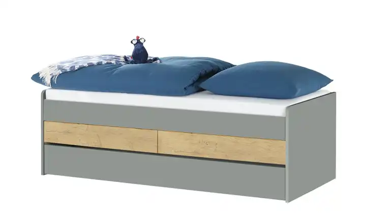 Duobett mit Stauraum Grow Up 90 cm Grau, Wildeiche (Nachbildung)