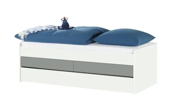 Duobett mit Stauraum Grow Up 90 cm Weiß, Grau