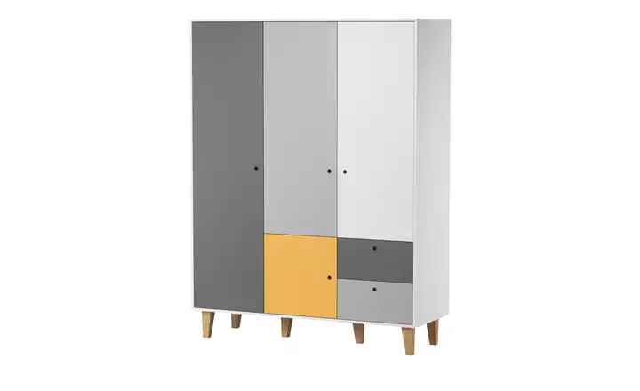 VOX Kleiderschrank Concept 153 cm Weiß, Graphit, Grau, Gelb, Eiche