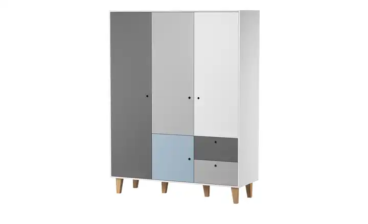 VOX Kleiderschrank Concept 153 cm Weiß, Graphit, Grau, Hellblau, Eiche