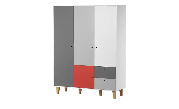 VOX Kleiderschrank Concept 153 cm Weiß, Graphit, Grau, Rot, Eiche