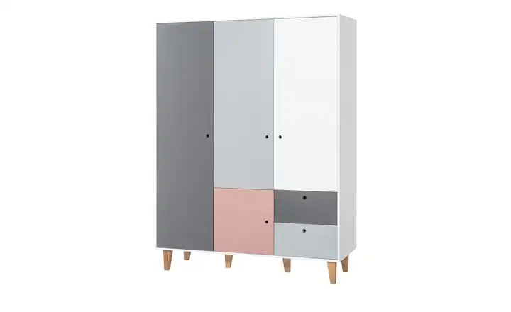 VOX Kleiderschrank Concept 153 cm Weiß, Graphit, Grau, Rosa, Eiche