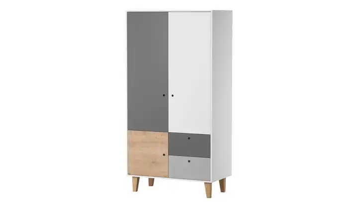 VOX Kleiderschrank Concept 103,2 cm Weiß, Graphit, Eiche (Nachbildung), Grau, Eiche