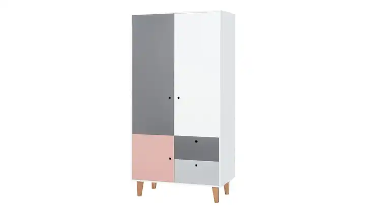 VOX Kleiderschrank Concept 103,2 cm Weiß, Graphit, Rosa, Graphit, Eiche