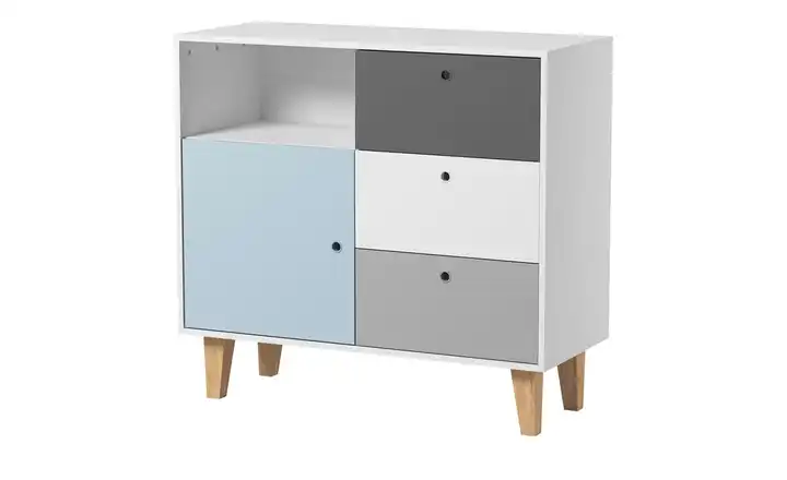 VOX Kommode Concept 96,2 cm Weiß, Hellblau, Graphit, Weiß, Eiche