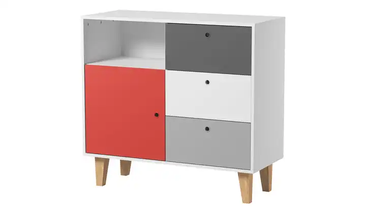 VOX Kommode Concept 96,2 cm Weiß, Rot, Graphit, Grau, Eiche