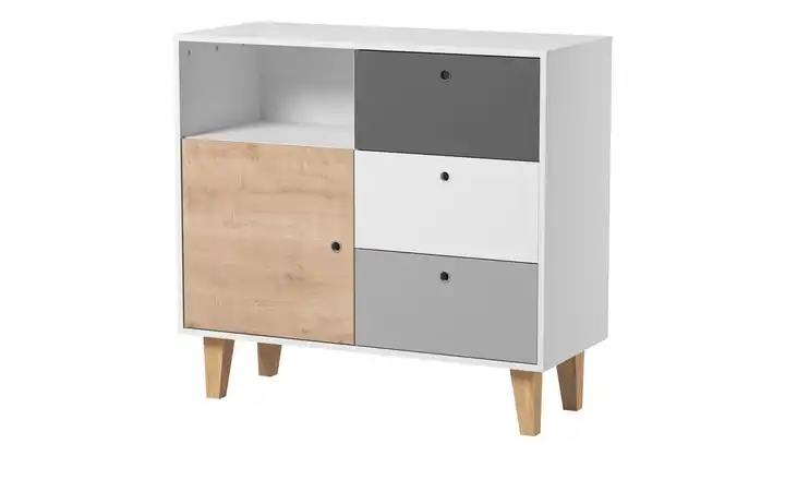 VOX Kommode Concept 96,2 cm Weiß, Eiche (Nachbildung), Graphit, Grau, Eiche