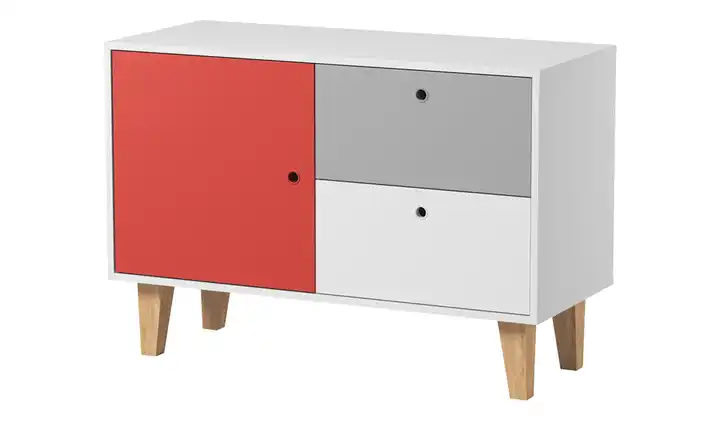 VOX Kommode Concept 71,3 cm Weiß, Rot, Grau, Eiche