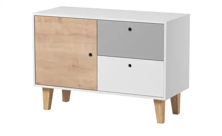 VOX Kommode Concept 71,3 cm Weiß, Eiche (Nachbildung), Grau, Eiche