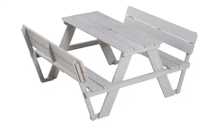Roba Kindersitzgruppe Picknick für 4 mit Lehnen / mit Öffnung für Sonnenschirm Grau