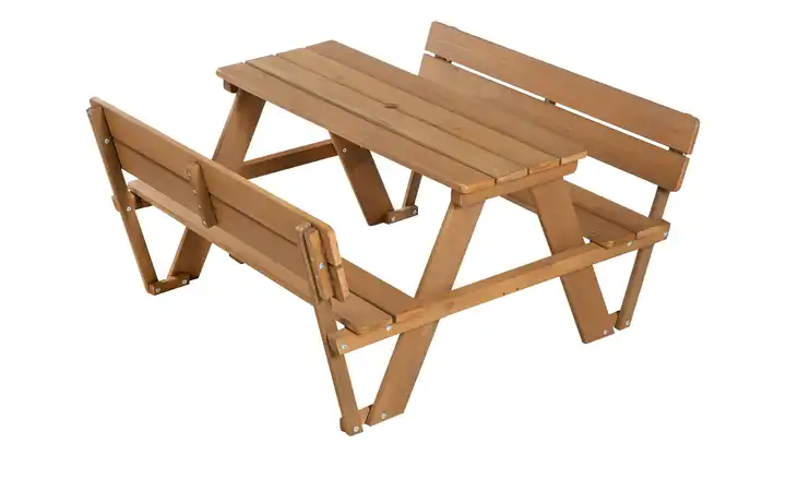 Roba Kindersitzgruppe Picknick für 4 mit Lehnen / mit Öffnung für Sonnenschirm Teak