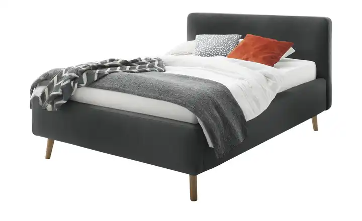 Polsterbettgestell Anthrazit Webstoff fein 140 cm ohne Bettkasten