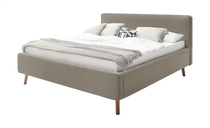 Polsterbettgestell Taupe Webstoff fein 160 cm ohne Bettkasten