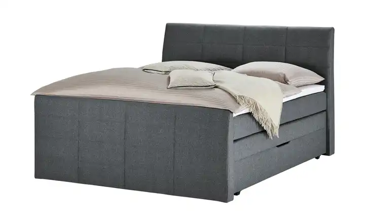 Boxspringbett mit Bettkasten und Topper Anthrazit H2 & H3 180 cm