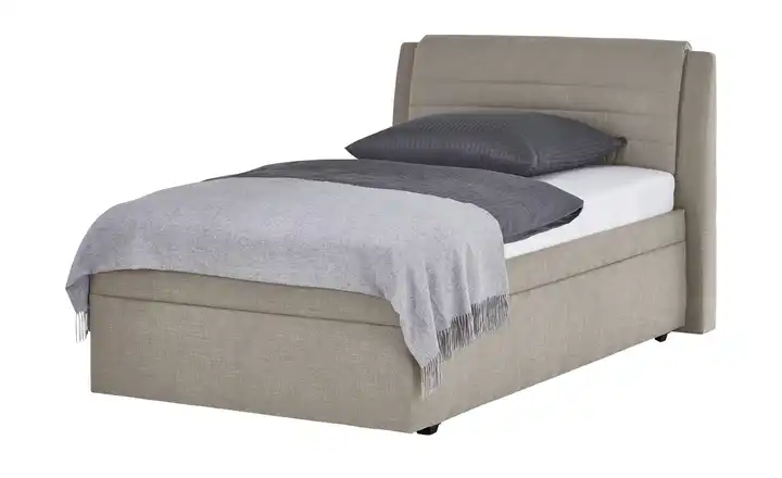 Polsterbett mit Stauraum Beige 120 cm