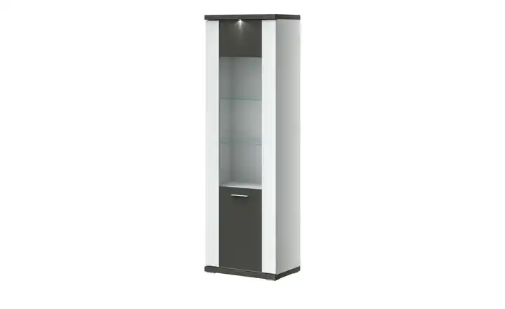 Primo Vitrine  Titan Weiß, Graphit rechts Spotbeleuchtung