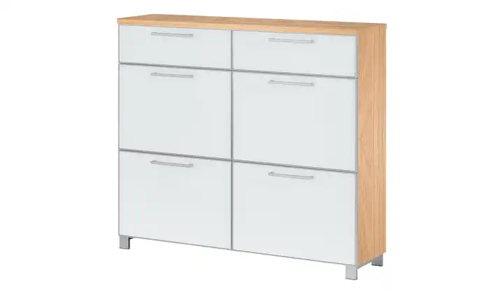Schuhschrank Weiß, Eiche bianco