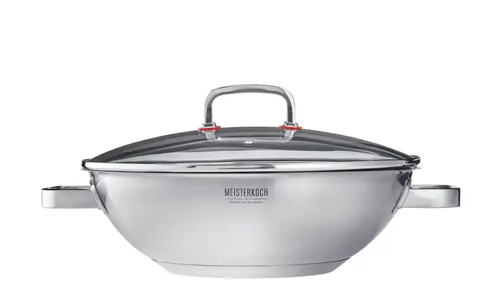 Meisterkoch Edelstahl-Wok mit Deckel  FOCUS