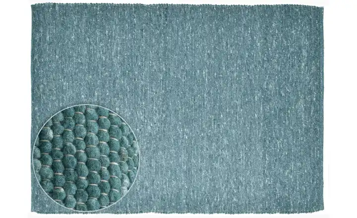 THEKO Handwebteppich Petrol 140 cm 70 cm 70x140 cm