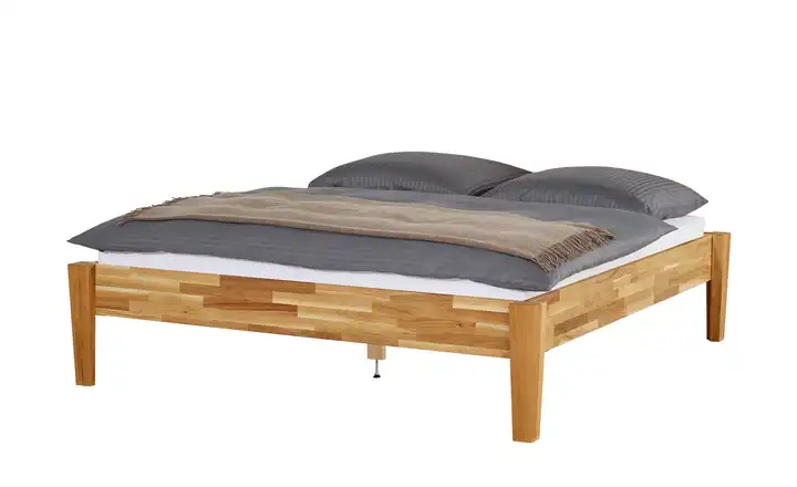 Timber Massivholz-Bettgestell Timber Wildeiche, Eiche 140 cm ohne Kopfteil eckig ohne