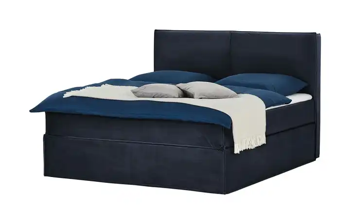 Boxi Boxspringbett 160 x 200 cm Boxi Mitternachtsblau 160 cm H4 Kaltschaumkern Samt