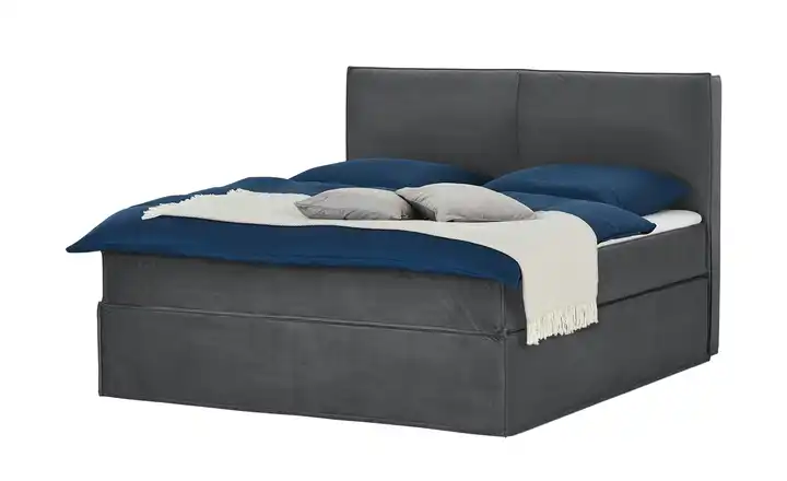 Boxi Boxspringbett 160 x 200 cm Boxi Dunkelgrau 160 cm H4 Kaltschaumkern Samt