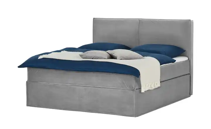 Boxi Boxspringbett 180 x 200 cm Boxi Hellgrau 180 cm H2 Kaltschaumkern Samt