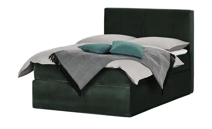 Boxi Boxspringbett 140 x 200 cm Boxi Classic Smaragdgrün 140 cm Samt H2 & H3 Viscoschaumkern