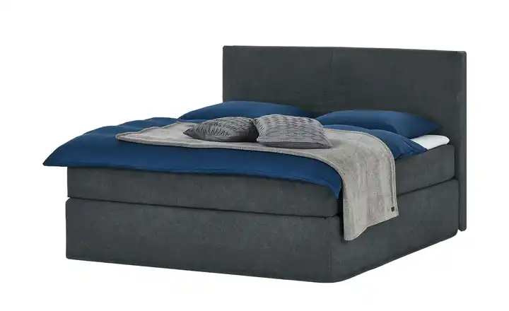 Boxi Boxspringbett 160 x 200 cm Boxi Classic Anthrazit 160 cm Velours H2 Viscoschaumkern